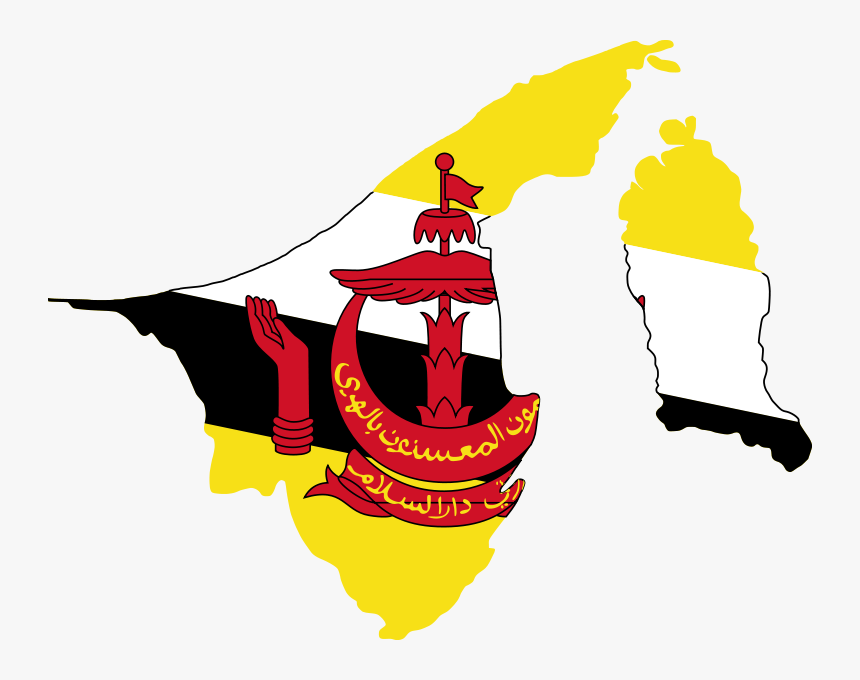Brunei Flag Map W Border - Brunei Darussalam Flag Map, HD Png Download, Free Download