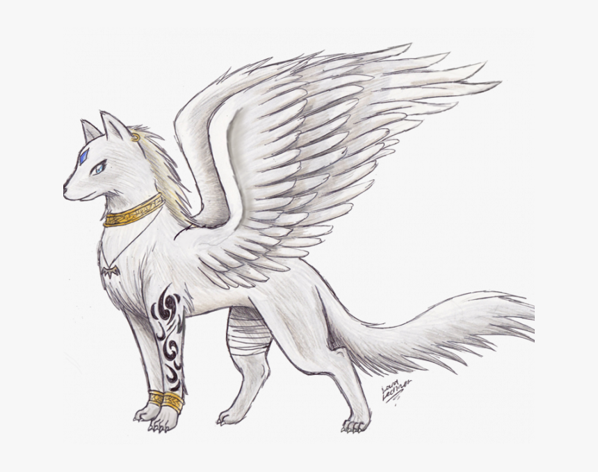 Transparent Anime Wolf Png - Anime Wolf With Wings, Png Download - kindpng.
