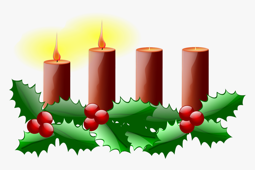 Four Red Candles On A Bed Of Holly, Two Of Which Are - 4th Sunday Of Advent Clipart, HD Png Download, Free Download
