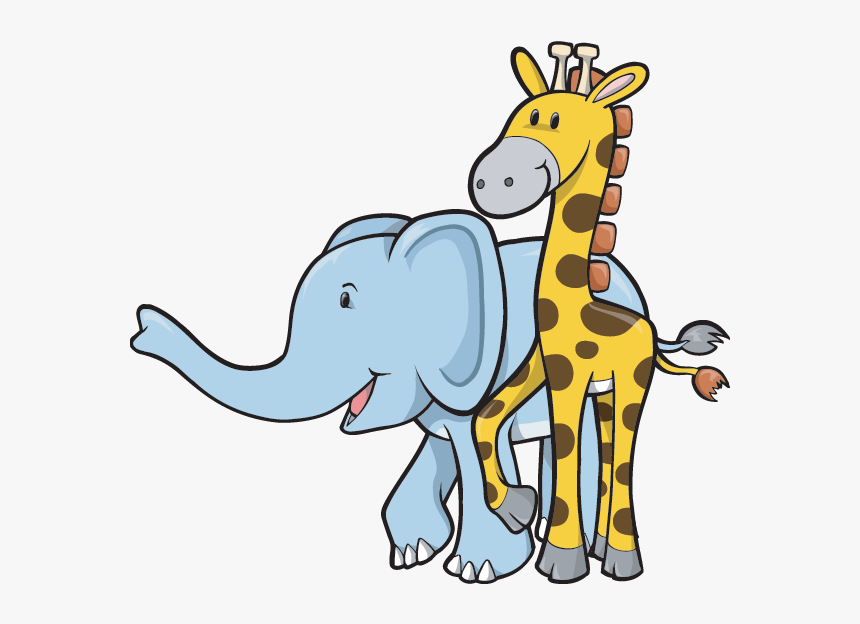 Giraffe And Elephant Clipart, HD Png Download, Free Download