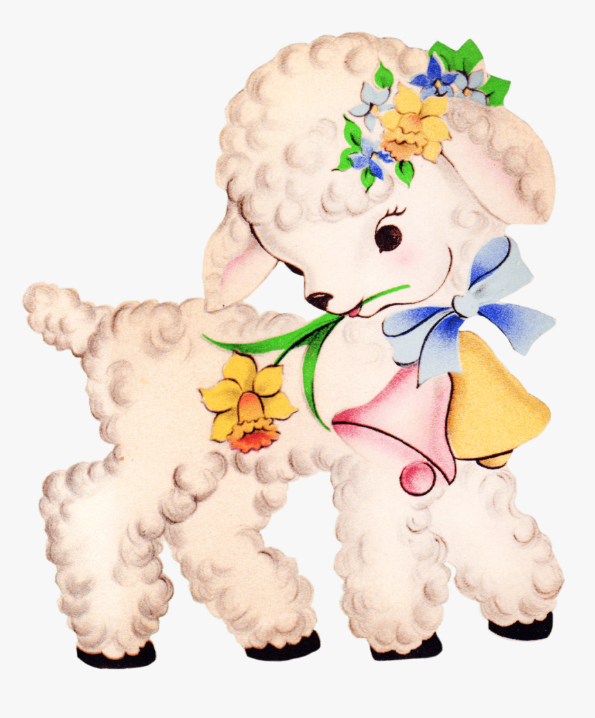 Little Jesus And Lamb Clipart - Vintage Baby Lamb Clipart, HD Png Download, Free Download