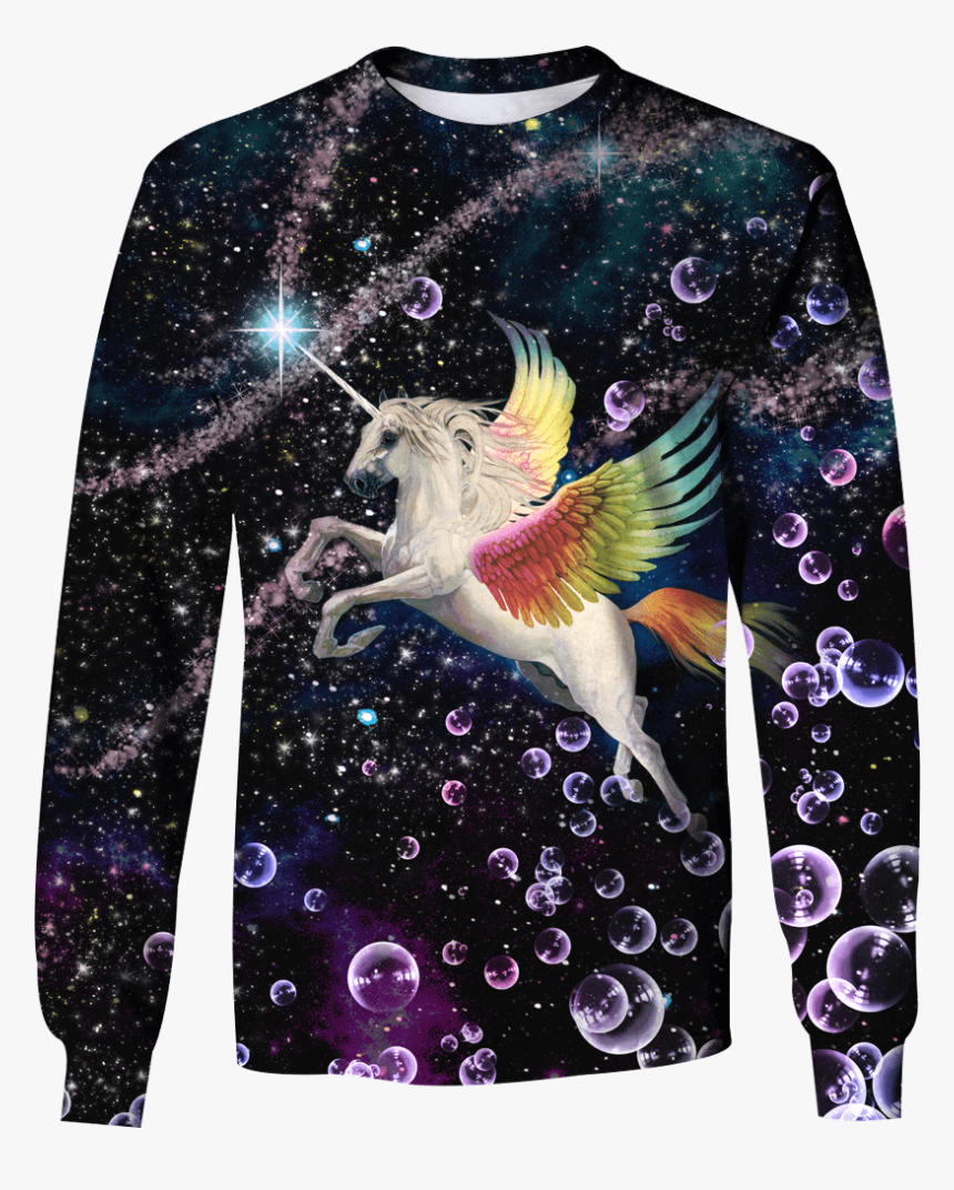 Unicorn Flying Into Galaxy Custom T-shirt - Hoodie, HD Png Download, Free Download