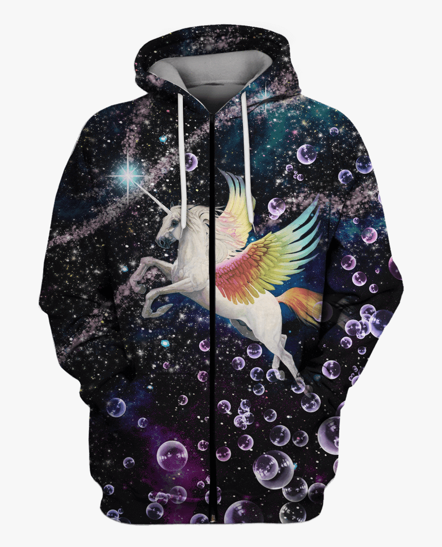 Unicorn Flying Into Galaxy Custom T-shirt - Nasa Hoodie With Astronaut, HD Png Download, Free Download