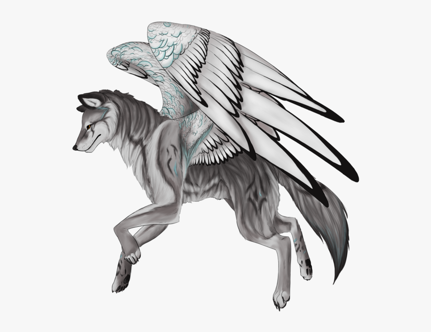 Drawn Wolf Winged Wolf - Wolf With Wings Png, Transparent Png, Free Download