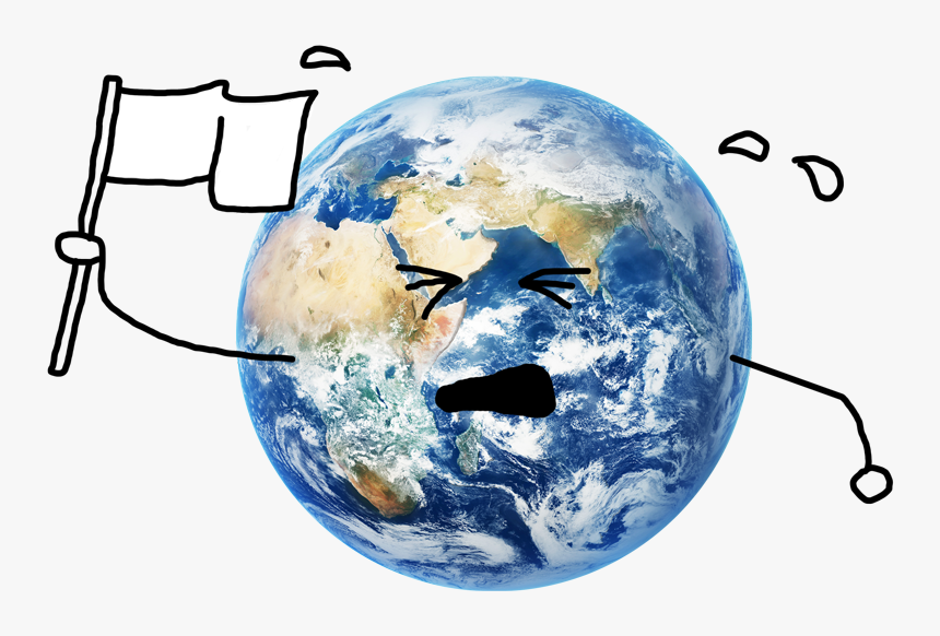 The Planet Earth Crying And Waving A Flag Of Surrender - Size Of The Earth, HD Png Download, Free Download