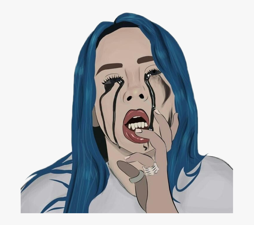 Gif Crying Sad Aesthetic Cartoon Drawings Png Gif Crying - Billie Eilish Drawing Cartoon, Transparent Png, Free Download