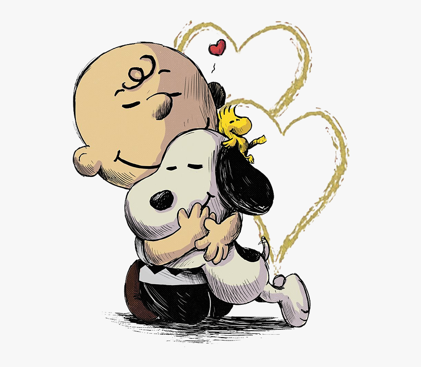 Transparent Best Friend Clip Art - Snoopy Hugging Charlie Brown And Woodsto...
