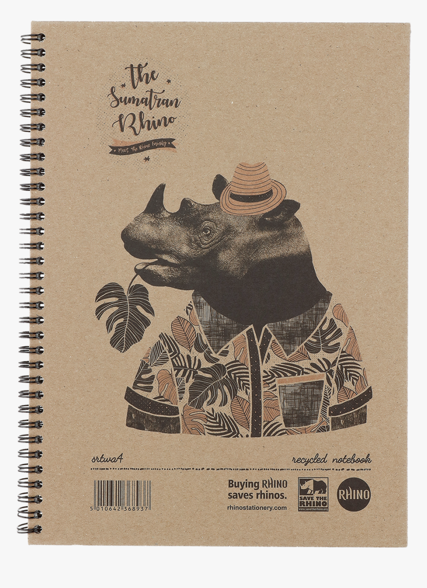 Recycled Save The Rhino A4 Hardback Notebook 160 Pages - Indian Rhinoceros, HD Png Download, Free Download