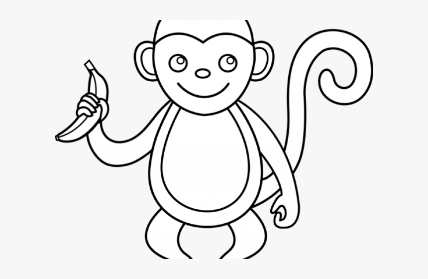 White Monkey Cliparts - Cartoon Monkey Outline, HD Png Download, Free Download