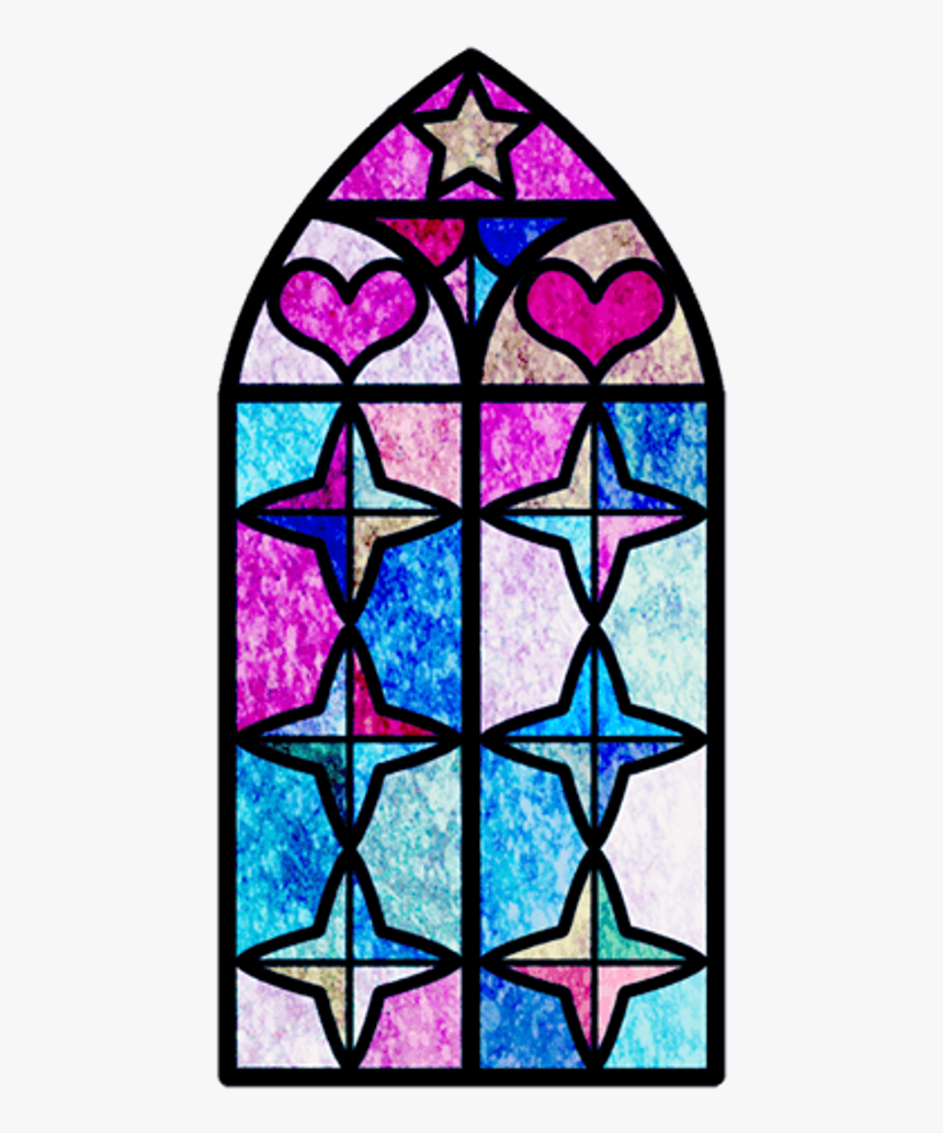 Window Mosaic Geometric Heart Star Watercolor - Stained Glass, HD Png Download, Free Download