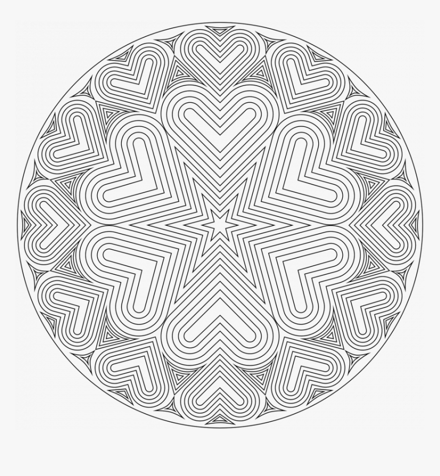 Complex Geometric Heart Coloring Pages Free Library - Mandala Cm1 À Imprimer, HD Png Download, Free Download