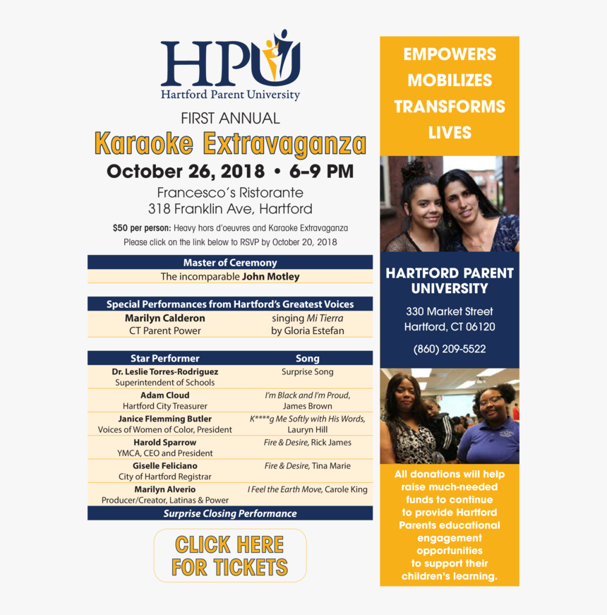 Hartford Parent University Karaoke Extravaganza Fundraiser - Poster, HD Png Download, Free Download