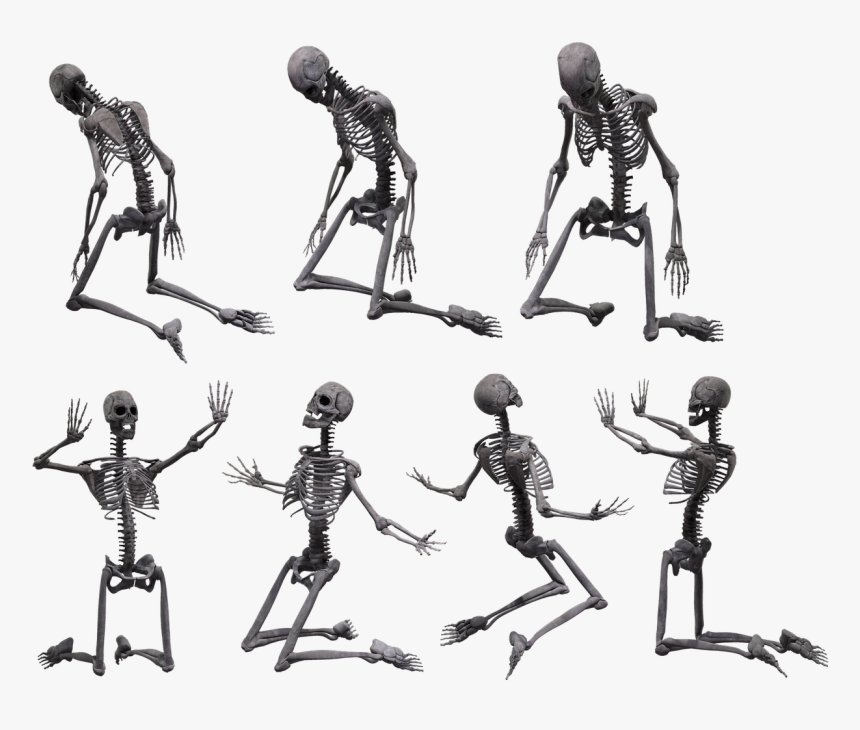 Skeleton Skull Bones Free Photo - Skeleton Kneeling, HD Png Download, Free Download