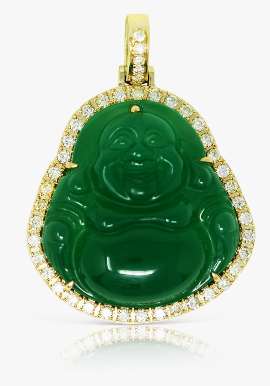 10k Yellow Gold Buddha Jade Pendant - Locket, HD Png Download, Free Download
