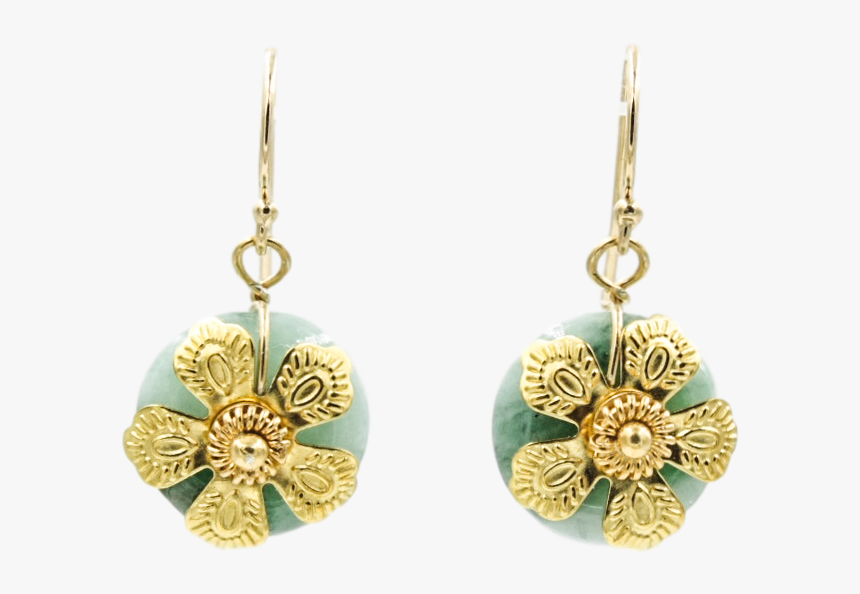 Gold Jade Plum Blossom Earrings - Earrings, HD Png Download, Free Download