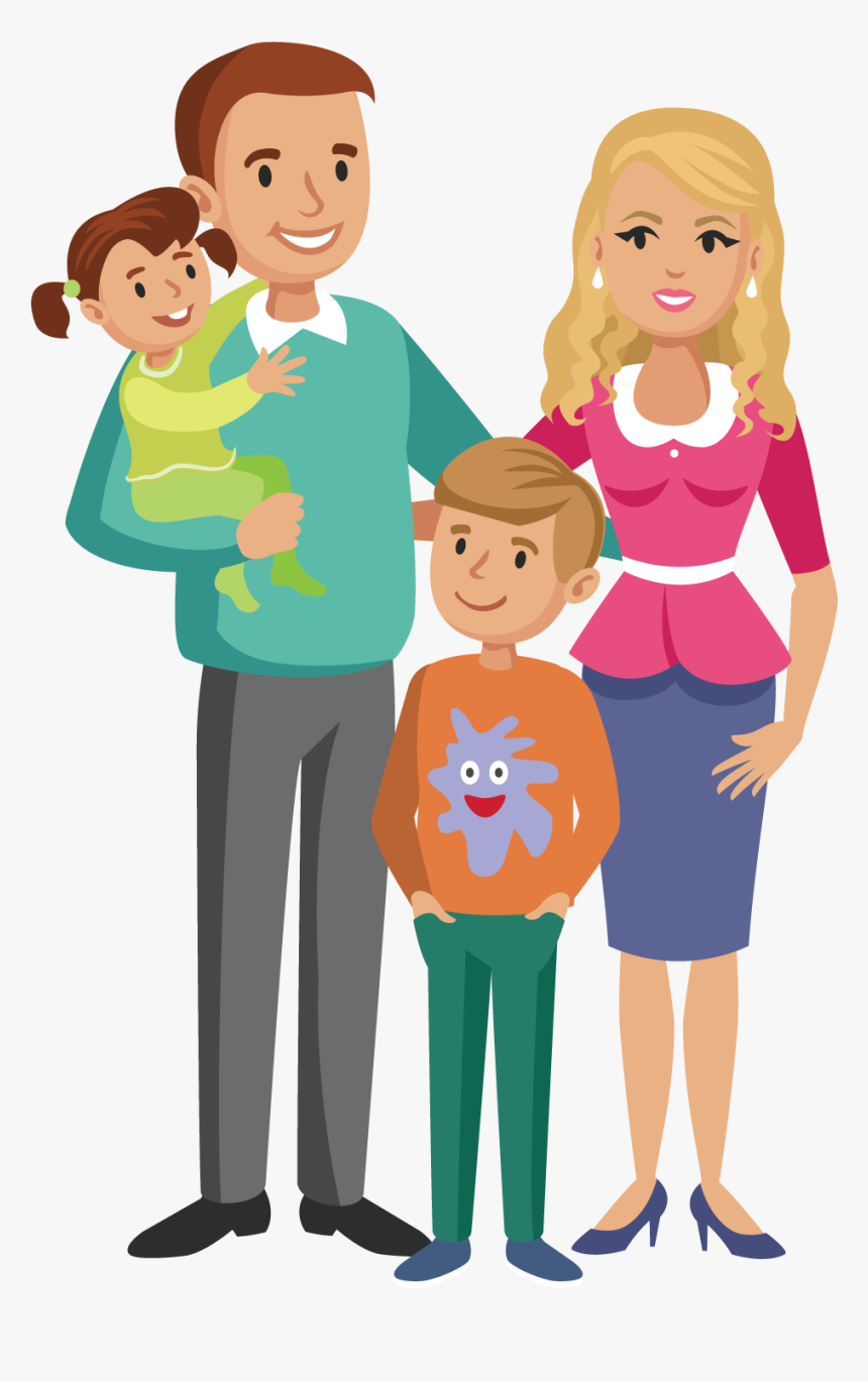 Family Cartoon Happiness Illustration - Family Transparent Happy Cartoon, HD Png Download, Free Download