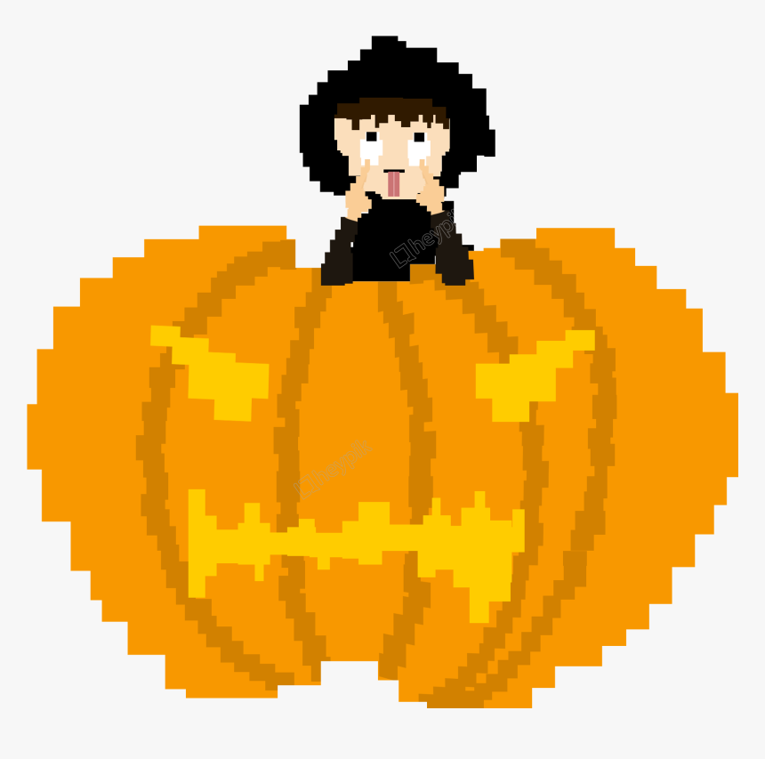 Vintage Pixelated Halloween Pumpkin Boy Design Image - Pumpkin Pixel Art Png, Transparent Png, Free Download