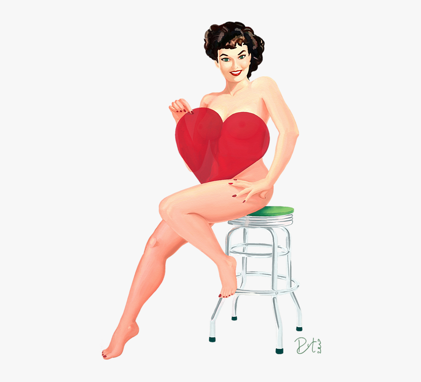 Valentine Pin Up Girl Vintage, HD Png Download, Free Download