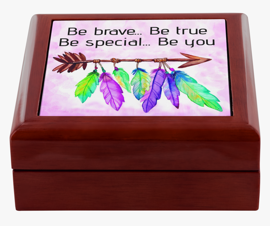 Be Brave Boho Feathers Arrow Wooden Jewelry Box In - Casket, HD Png Download, Free Download