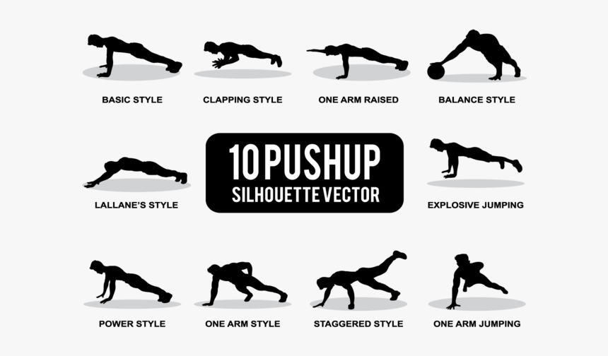 Pushup Silhouettes Vector - Push Up Vector, HD Png Download, Free Download