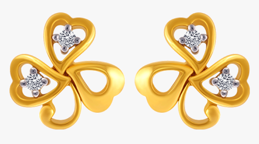 14kt Yellow Gold And American Diamond Stud Earrings - Earrings, HD Png Download, Free Download