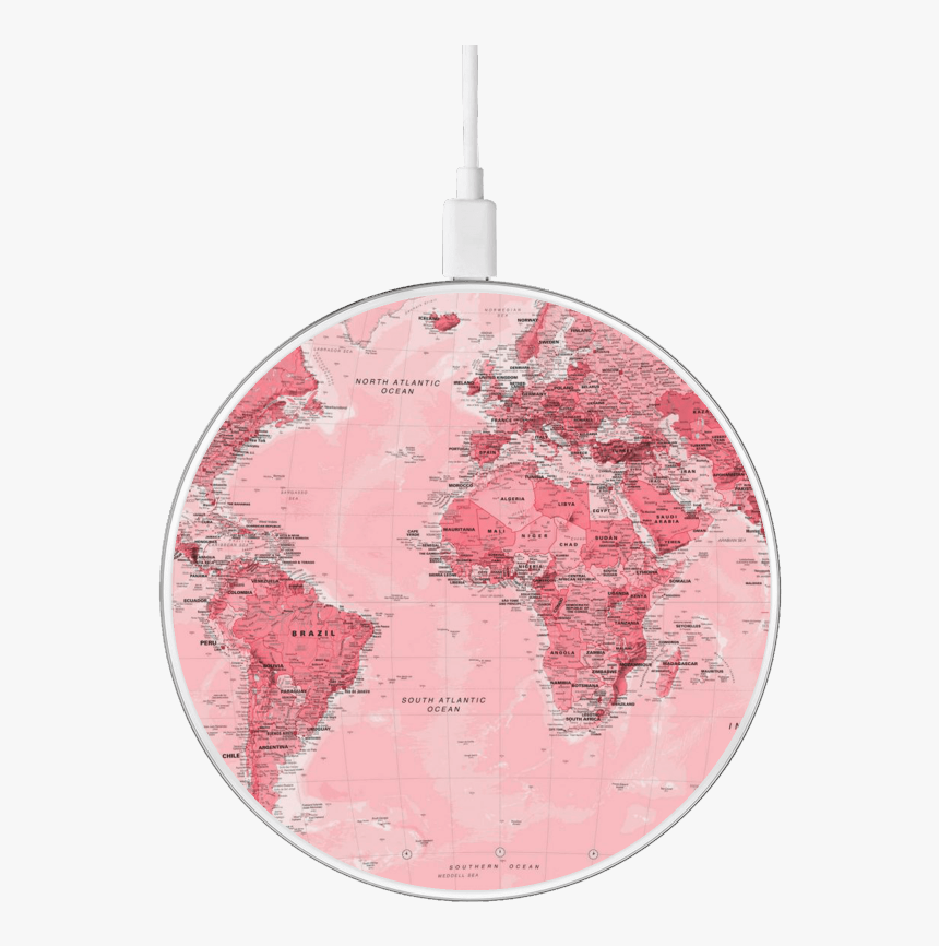 Carregador Sem Fio - World Map Wallpaper Pink, HD Png Download, Free Download