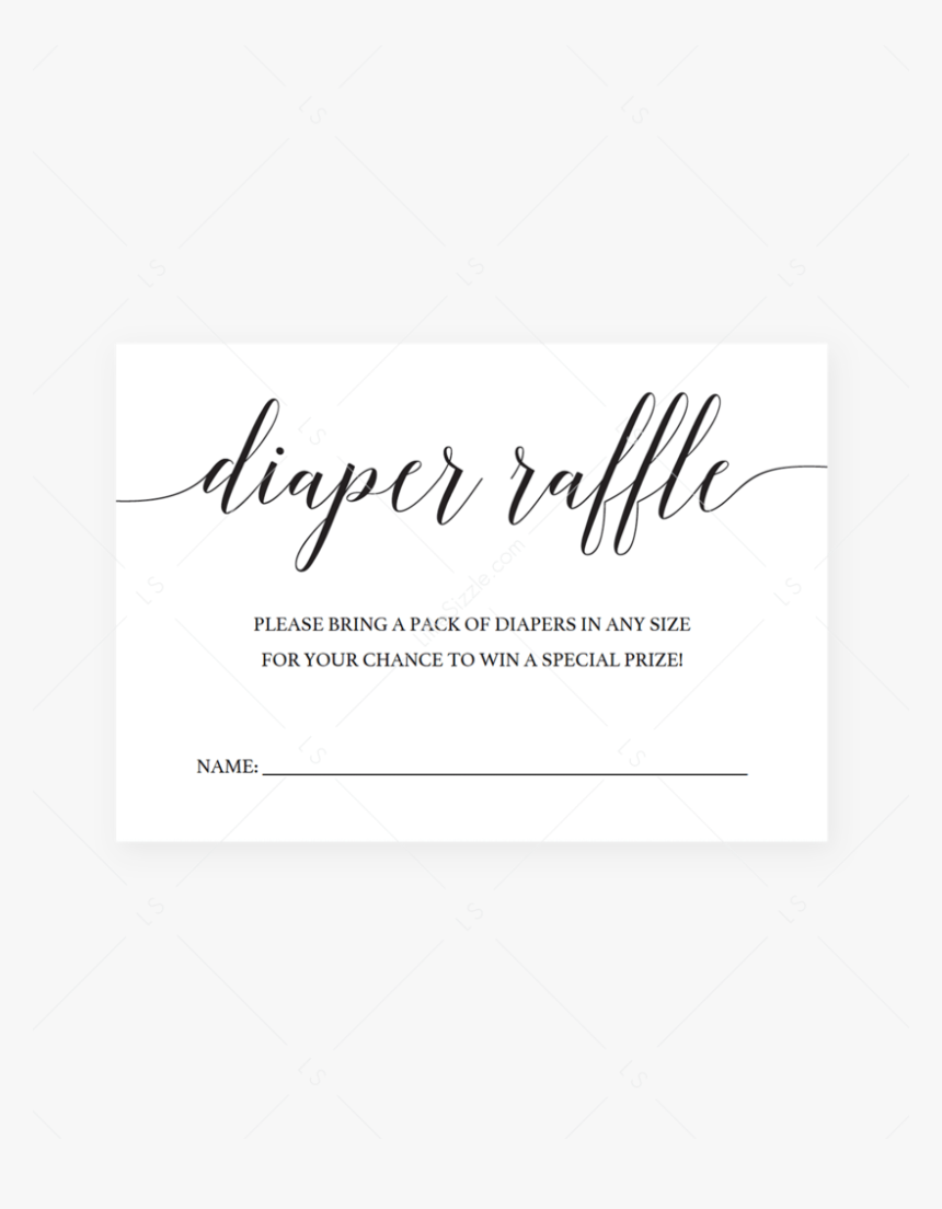 Minimal Baby Shower Diaper Raffle Tickets By Littlesizzle"
 - Calligraphy, HD Png Download, Free Download