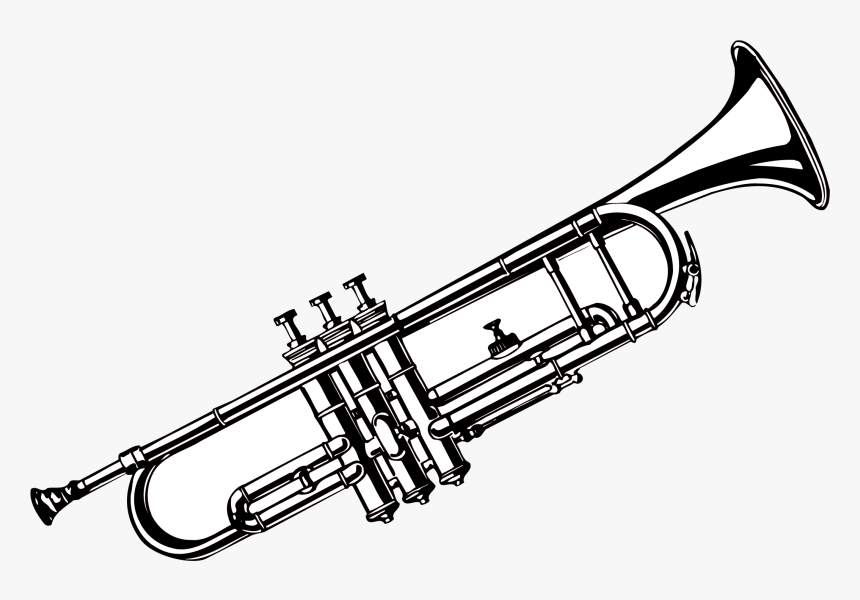 Musical Instrument Trumpet - Trumpet Black And White Clipart, HD Png Download, Free Download