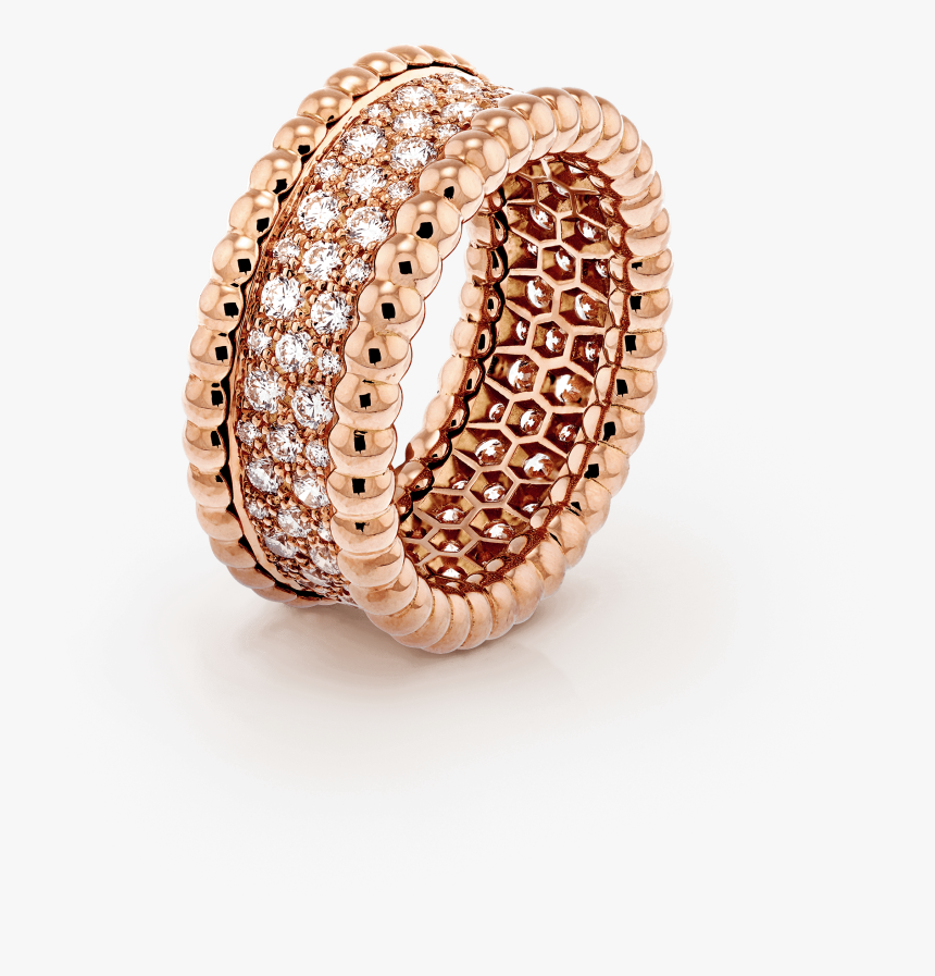 Perlée Diamonds Ring, 3 Rows, - Van Cleef Perlee Diamond Ring, HD Png Download, Free Download