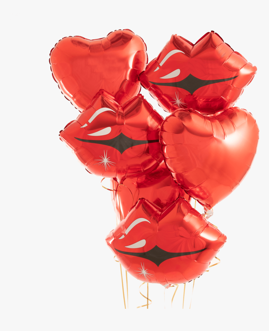 Lips & Hearts Foil Balloon Bouquet Half Dozen - Heart, HD Png Download, Free Download