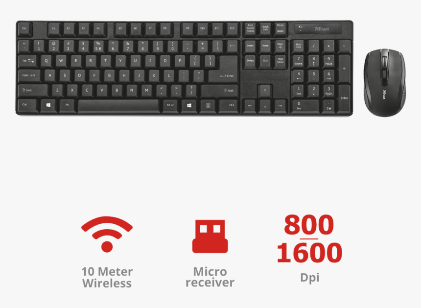 Ximo Wireless Keyboard With Mouse - Trust Ximo Wireless Keyboard & Mouse, HD Png Download, Free Download