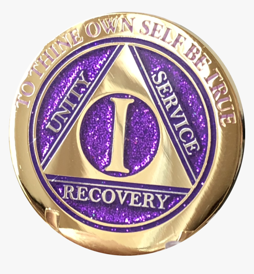 10 Year Aa Medallion Elegant Glitter Purple Gold & - Badge, HD Png Download, Free Download