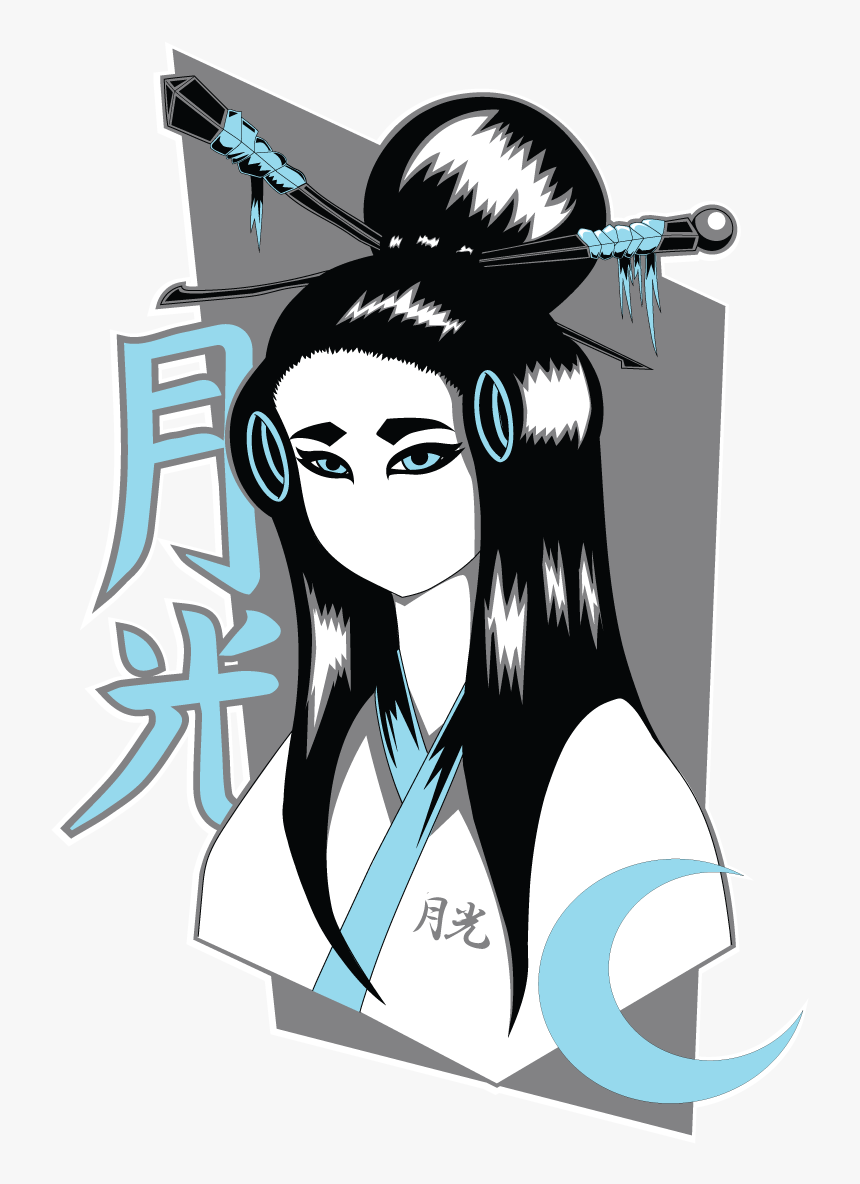 Sakura Geisha Moonlight Ltblue Outline - Cartoon, HD Png Download, Free Download