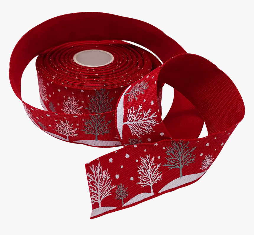 Red Wired Ribbon Snowflake And Tree Design, 40mm - Motif, HD Png Download, Free Download