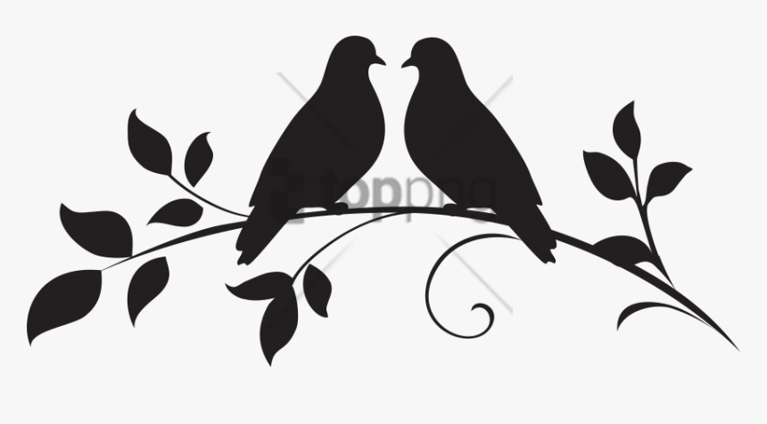 Free Png Love Birds Silhouette Png Image With Transparent - Birds Clipart Black And White, Png Download, Free Download