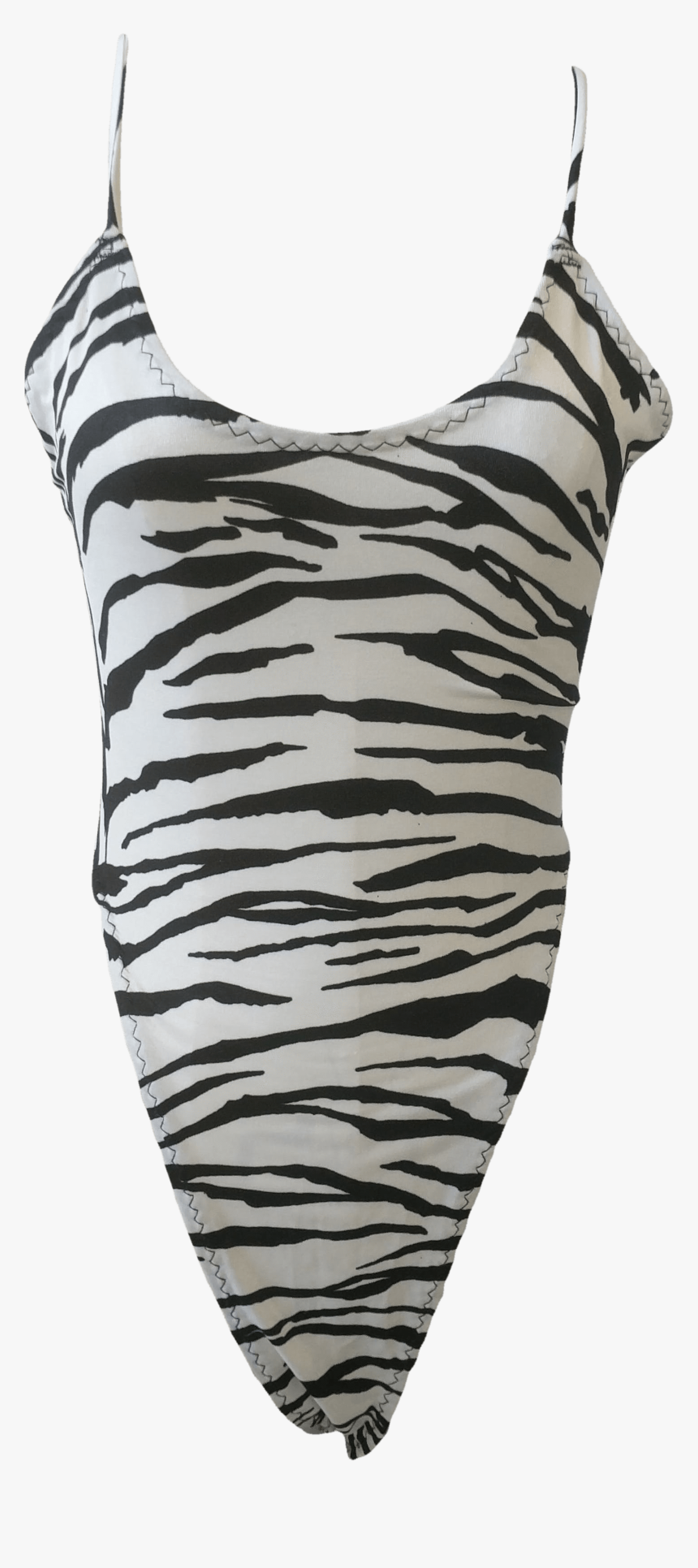 Black And White Zebra Strip Body Suit By Frederick"s - Maillot, HD Png Download, Free Download