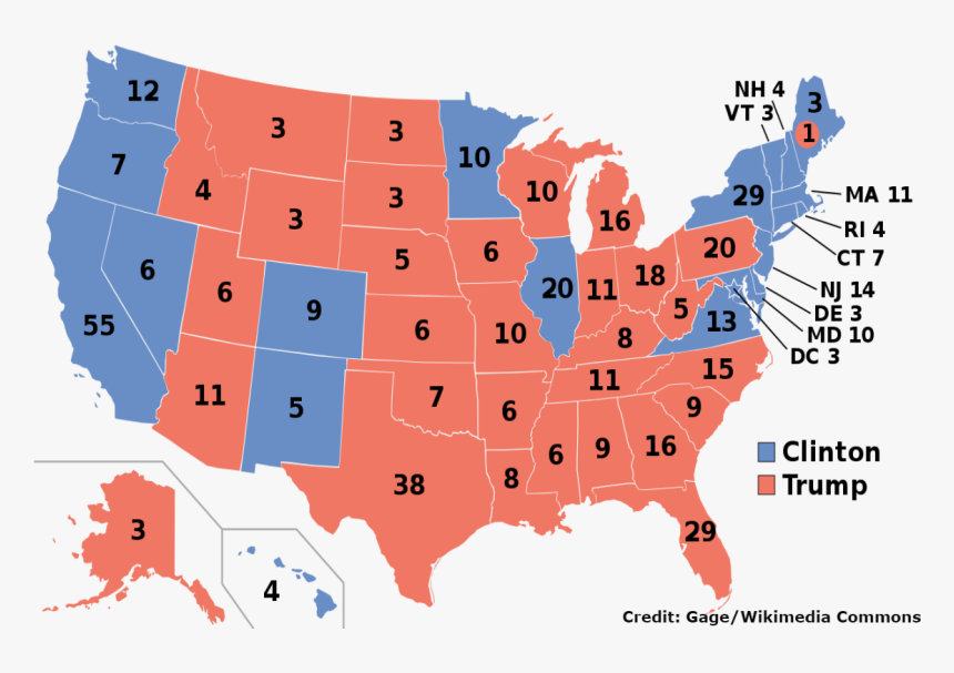 Projected Electoral College Map For The 2016 United - 2016 Election Map, HD Png Download, Free Download