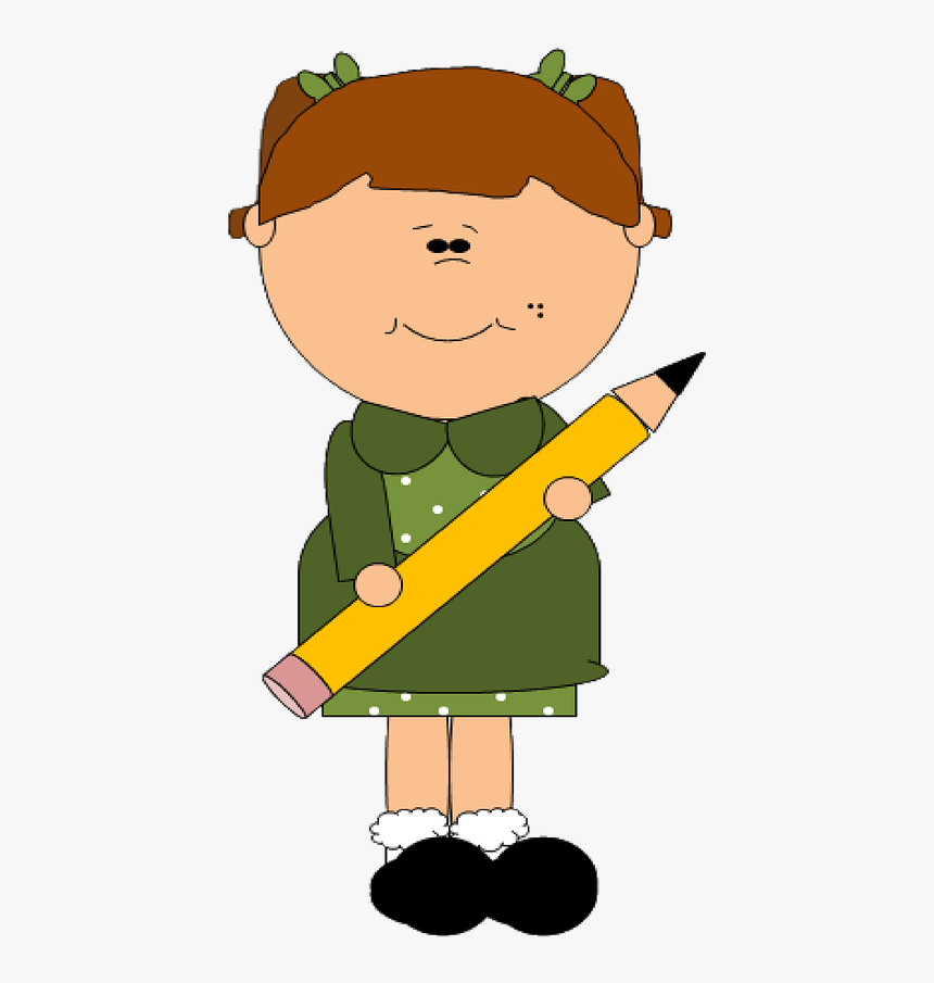 Girl Holding A Pencil Clipart, HD Png Download, Free Download