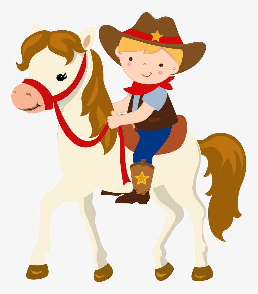 Transparent Cowboy Clipart For Kids - Cowboy With Horse Clipart, HD Png Download, Free Download