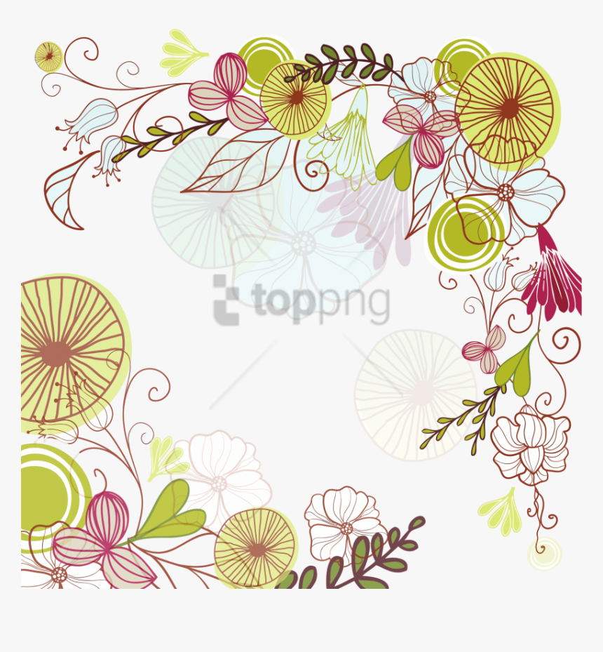 Free Png Colorful Floral Corner Borders Png Png Image - Flowers Corner Border Line, Transparent Png, Free Download