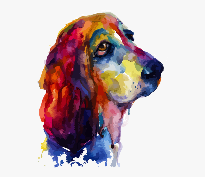 Watercolor Dog Printed Transfers - Colorful Watercolor Dog Portraits, HD Png Download, Free Download
