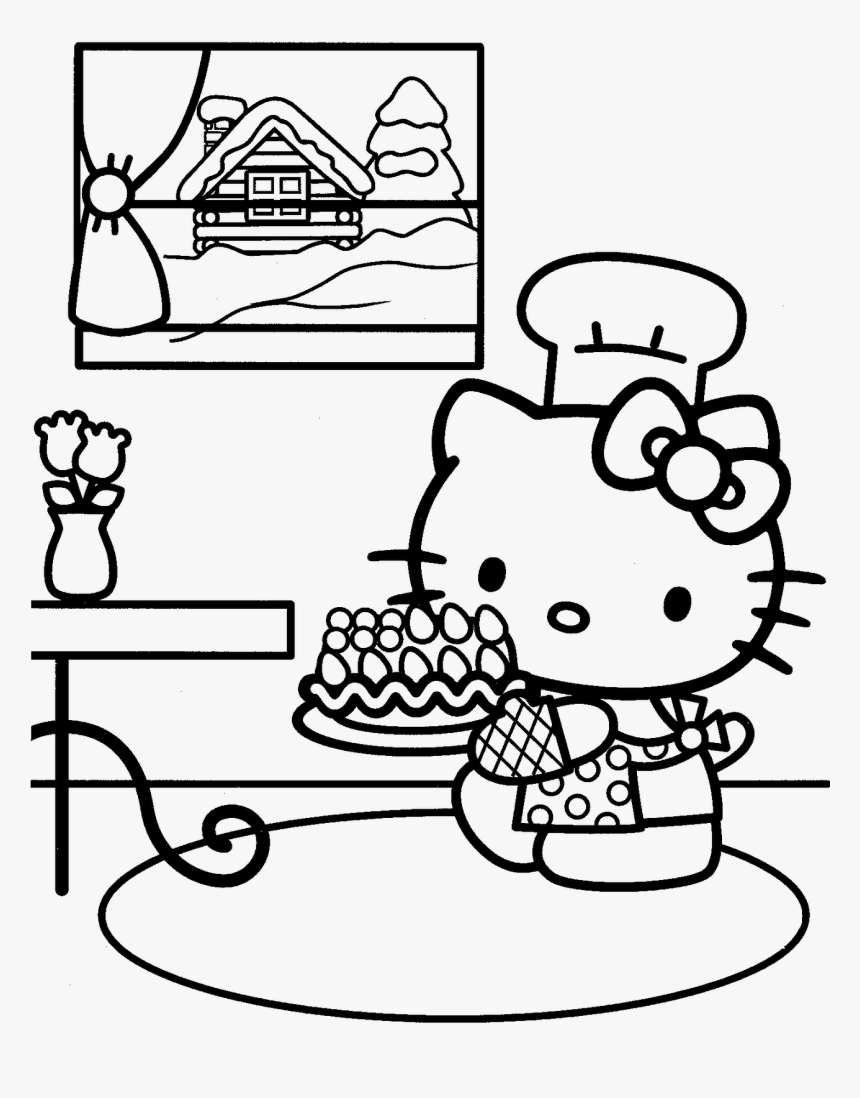 Coloring Birthday Hello Kitty, HD Png Download, Free Download
