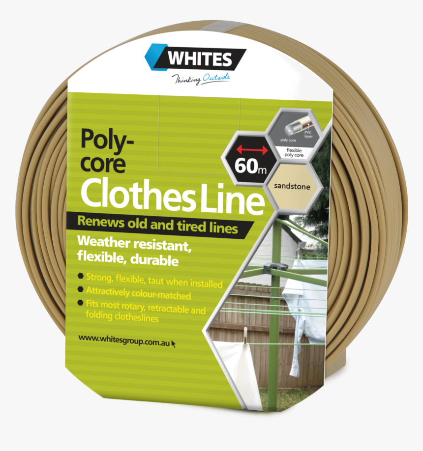 23522 Poly Core Clothesline Sandstone Beige 60m - Clothes Line, HD Png Download, Free Download