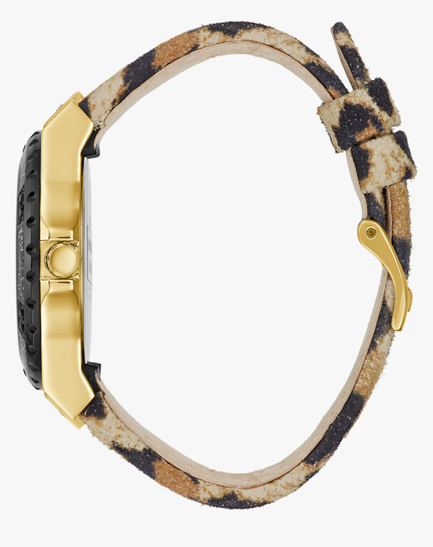 Gold Tone Case Animal Print Genuine Leather Watch Large - Body Jewelry, HD Png Download, Free Download