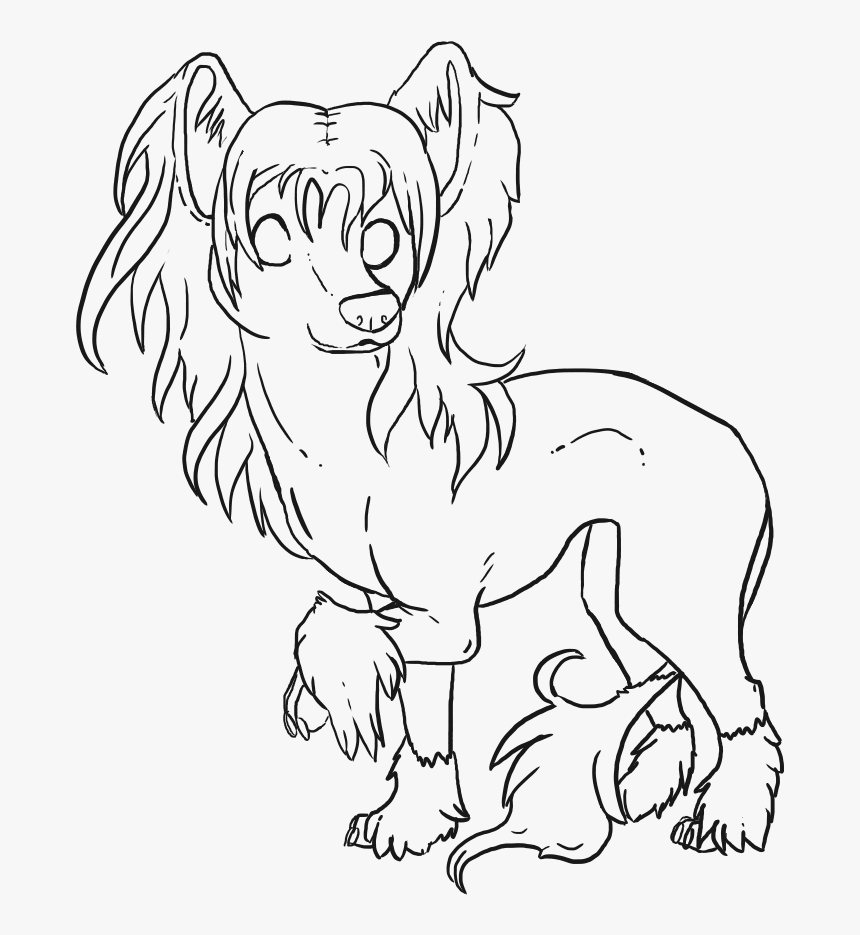 Free Chinese Crested Dog Lineart - Line Art, HD Png Download, Free Download