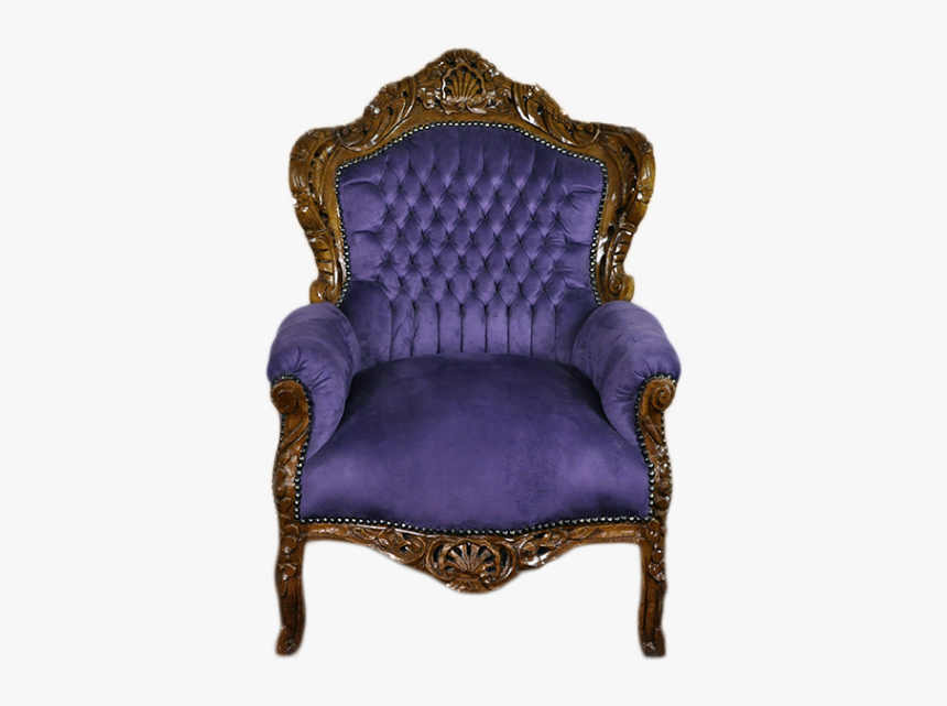 Big Baroque Armchair Brown Frame, Purple Velvet - Club Chair, HD Png Download, Free Download
