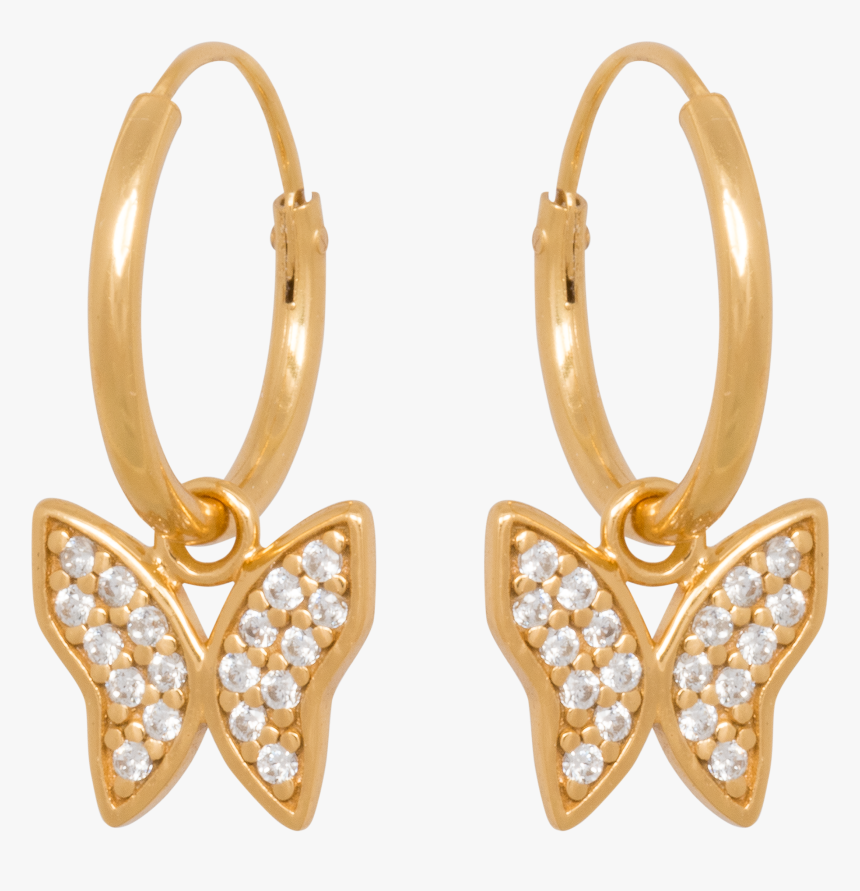 Butterfly Earrings Gold Hoops Eline Rosina - Schmetterling Ohrringe Gold, HD Png Download, Free Download