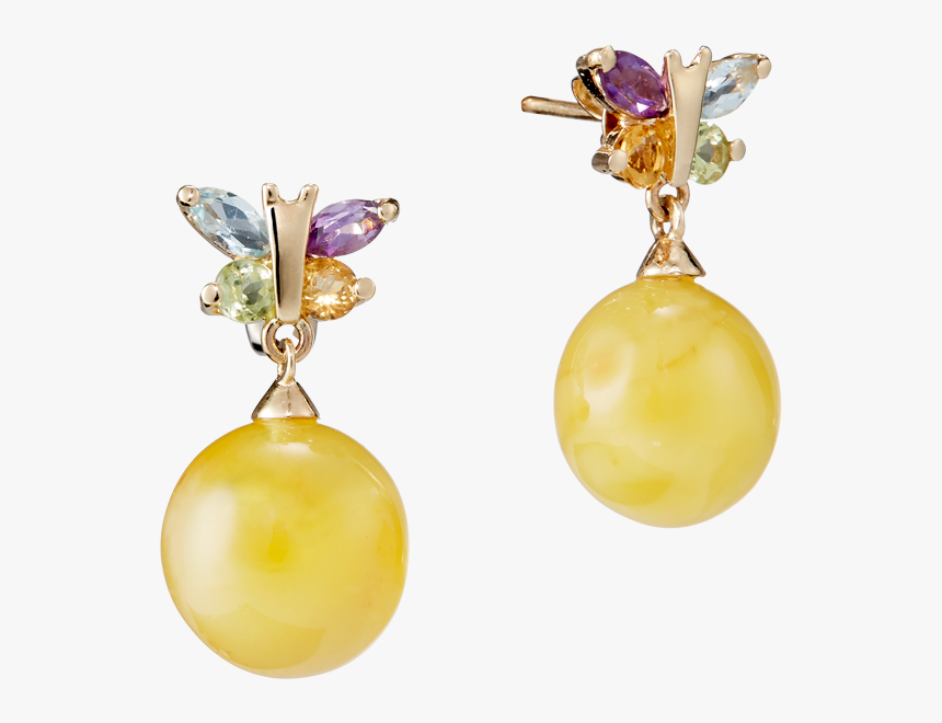 Our Selection Earrings In Milky Amber And Gold With - Earrings, HD Png Download, Free Download