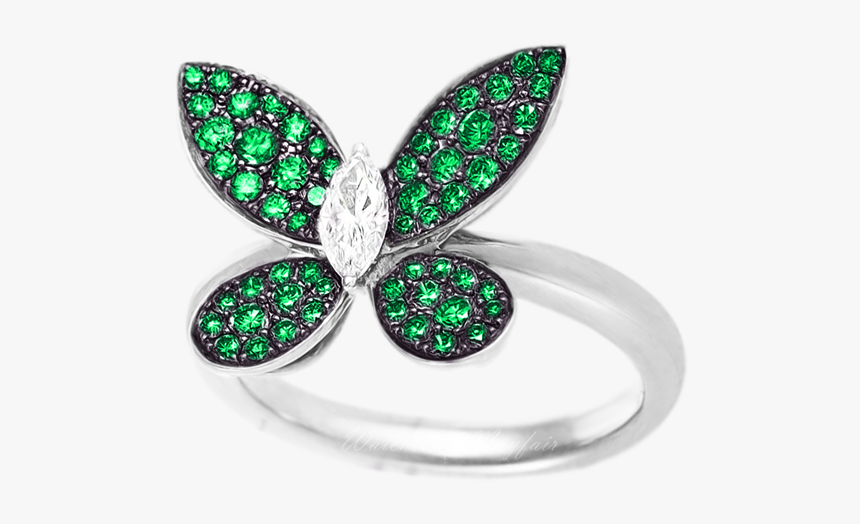 Buy Online Graff Butterfly White Gold Emerald Diamond - Graff Ring Jewellery, HD Png Download, Free Download