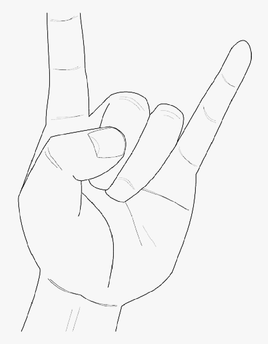 Heavy Metal Horns Music Rock Gesture Hand Public Domain - Line Art, HD Png Download, Free Download